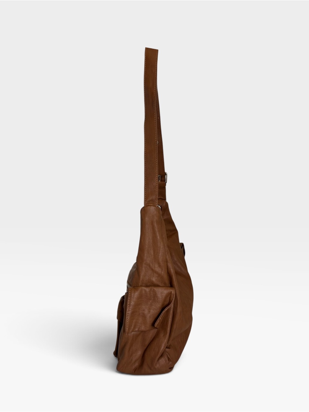 Brown Leatherette Multi-Pocket Shoulder Bag - Picture 4 of 6